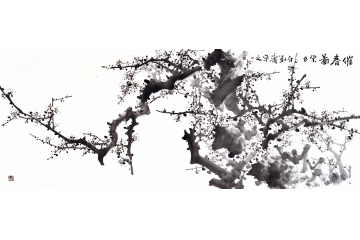 刘海军六尺横幅花鸟画作品梅花图《催春图》