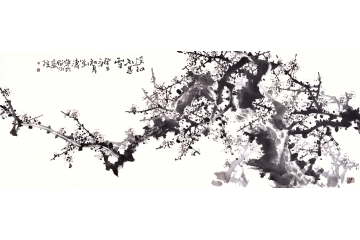 刘海军六尺横幅花鸟画梅花图《遥知不是雪》