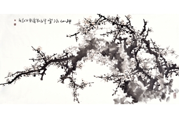 刘海军四尺横幅花鸟画梅花图《神仙冰雪》