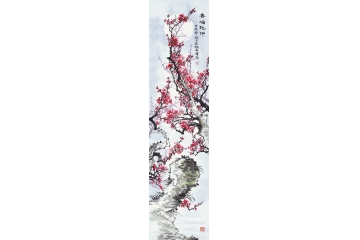 木清四尺竖幅花鸟画作品梅花图《春满乾坤》