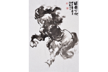 路向前四尺三开动物画作品马《纵横天地》