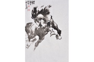 路向前四尺三开动物画马作品《腾骧》