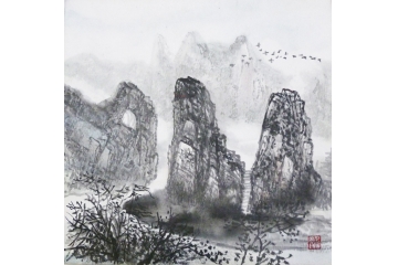 仇谷小尺寸山水画系列作品《山水系列之十二》