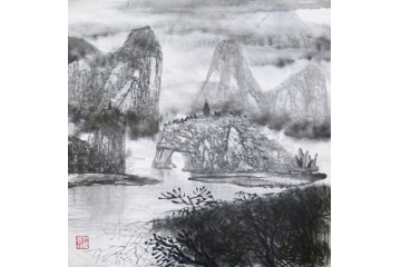 仇谷小尺寸山水画作品《山水系列之二十五》