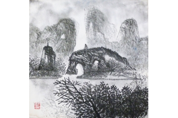 仇谷小尺寸山水画作品《山水系列之二十七》