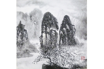 仇谷小尺寸山水画作品《山水系列之三十四》