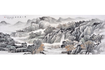 李国胜新品力作六尺横幅山水画作品《南山积翠图》