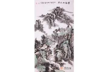 李瑞峰四尺竖幅山水画作品《翠谷幽居图》