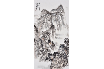 石宾虹四尺竖幅山水画作品《烟云供养》