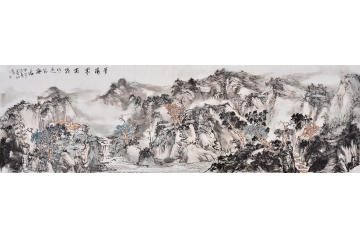 石宾虹八尺对开横幅山水画作品《笔落墨有迹》
