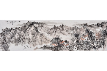 石宾虹八尺对开横幅山水画作品《云水风度》