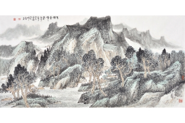 李年付四尺横幅山水画作品《翠峦叠嶂》