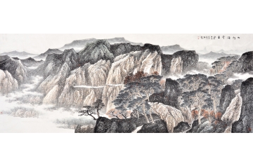 李年付大丈二横幅山水画作品《大行雄奇图》