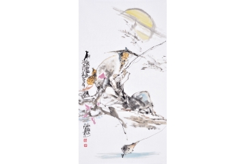 李傅宇三尺竖幅人物画作品《有余图》