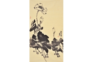 客厅装饰画 安然花鸟画作品写意荷花图《荷花》