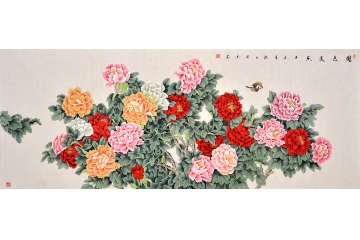 国家一级美术师张洪山富贵牡丹图《国色天香》