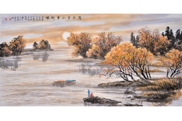 国际书画名家张天成山水画作品《澹然空水带斜晖》