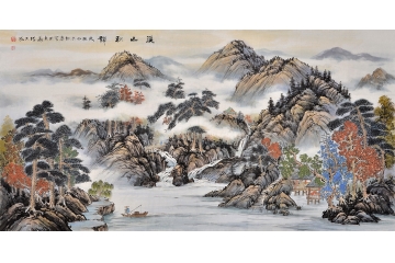 著名画家张天成山水画作品《溪山秋韵》