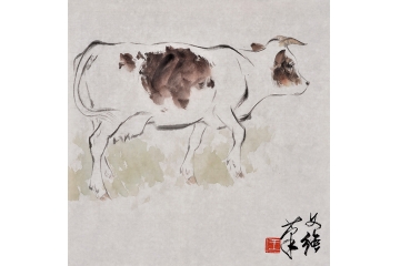 王文强动物画作品十二生肖之《牛》