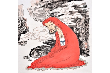 画家何文铮写意人物画作品《悟道》 圣贤图