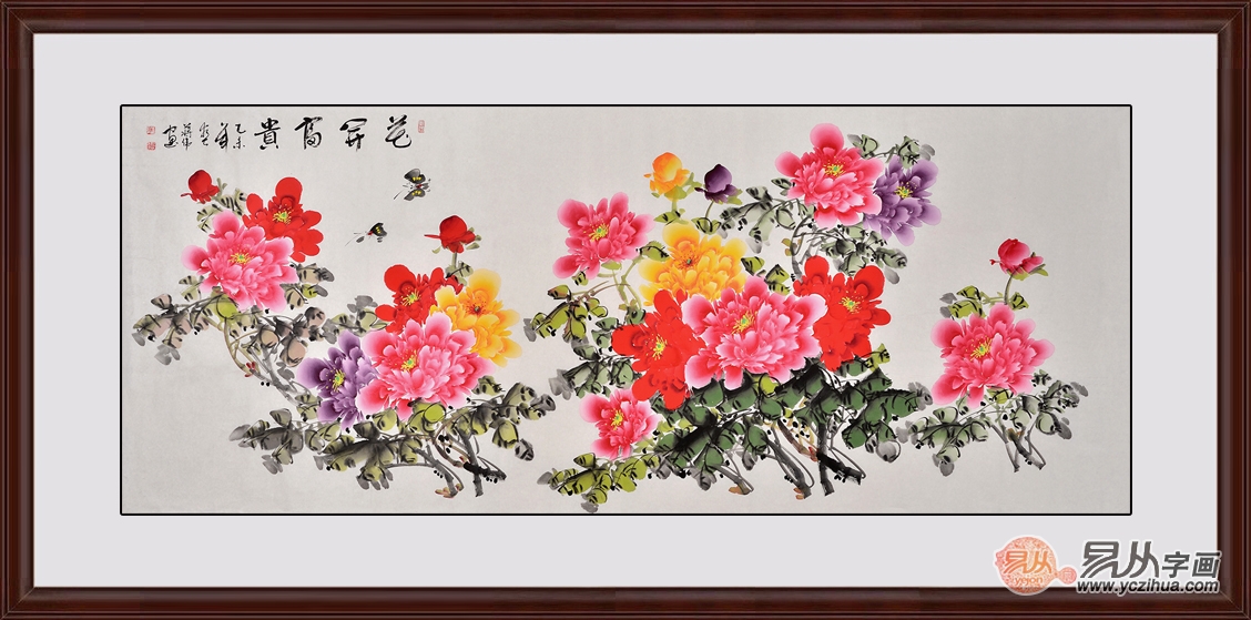 国画牡丹图 蒋伟写意花鸟画作品《花开富贵》