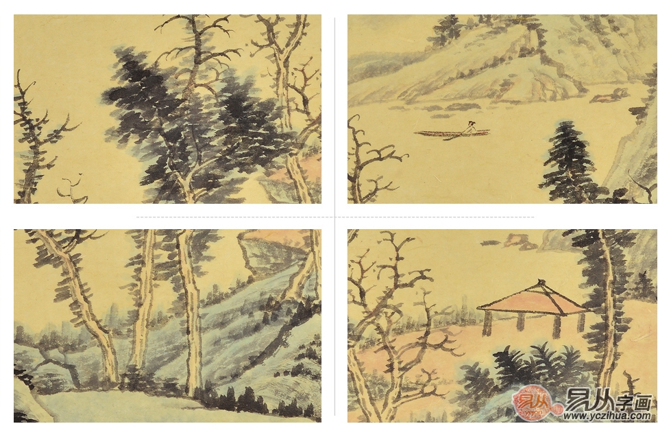 李林宏小尺寸山水画作品《乾坤一亭》细节展示图