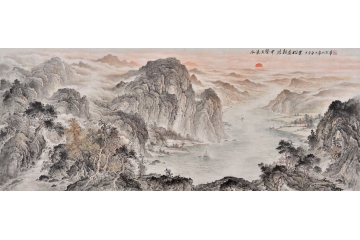 美协画家覃日群典藏国画《水流大壑中 路转层松里》