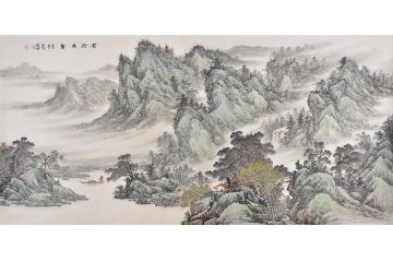 电视台专访画家林德坤写意山水画《云行万壑》