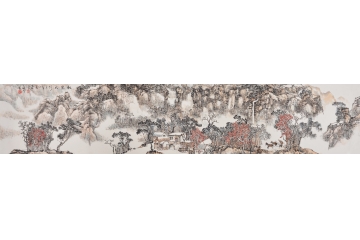 当代画家段孟斗国画山水画作品《秋染太行》