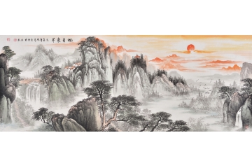 泰山胜景图 王立全写意山水画作品《旭日东升》