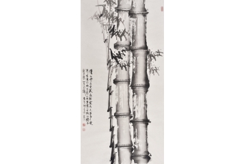 美协会员曲展水墨写意花鸟画作品《墨竹图》
