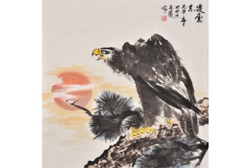 名家励志精品 当代著名画家张金凤动物画之国画鹰系列《凌云志》
