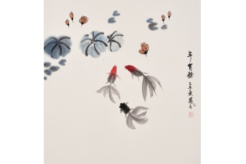 张金凤写意花鸟画《年年有余》