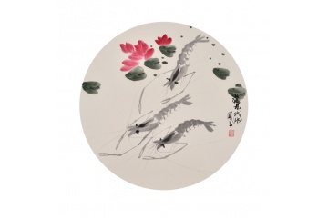张金凤写意花鸟画《潜龙戏水》