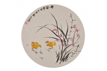 张金凤写意花鸟画兰花图《相伴》