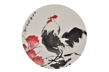 张金凤写意动物画公鸡《大吉图》