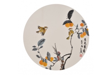 张金凤写意花鸟画《金色家园》