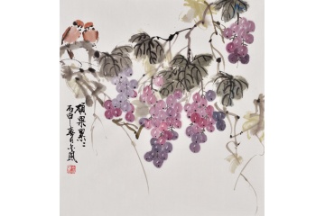 张金凤写意葡萄图《硕果累累》