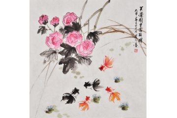 张金凤写意花鸟画《芙蓉国里尽朝辉》