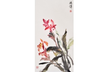 孙伟三尺竖幅写意花鸟画《鸿运当头》