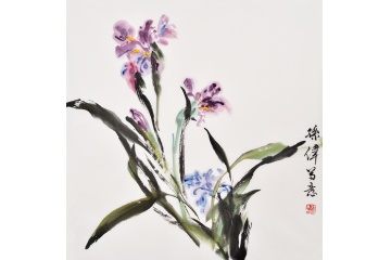孙伟斗方写意花鸟画《暗香》