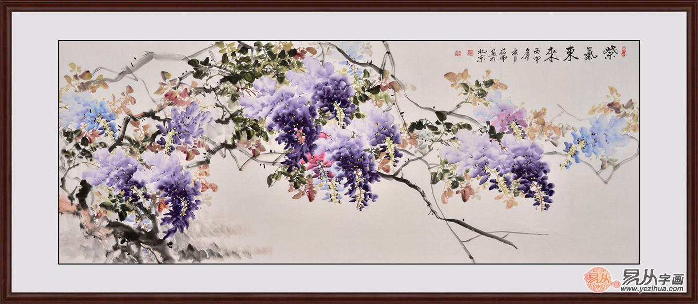 当代画家蒋伟的紫藤花图,因其紫藤花多为紫色,故而其紫藤花图往往起名