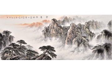 国画名家徐坤连山水画作品《云壑松峰》