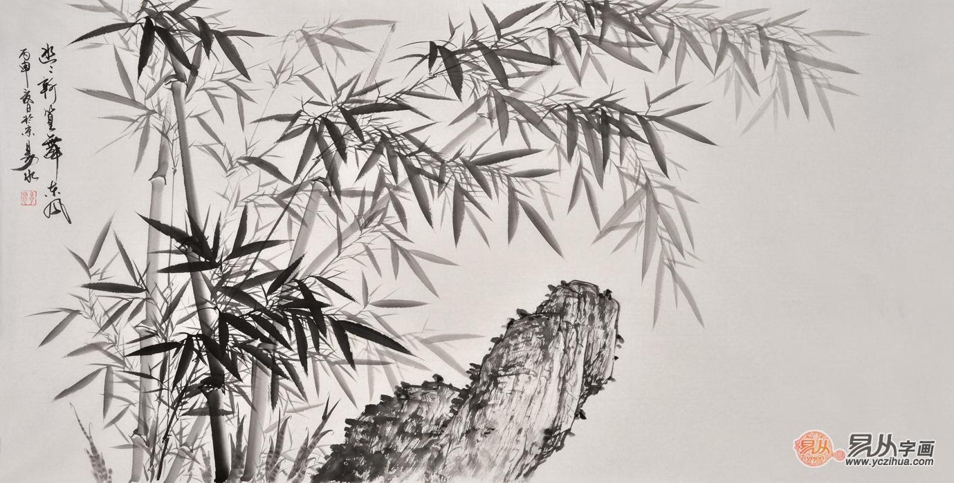 竹子国画长条图片