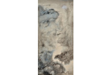 现代简约装饰画 玉简四尺竖幅写意花鸟画《夜空》