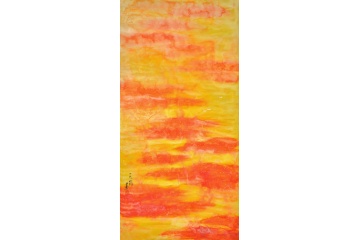 玄关装饰画 玉简四尺竖幅印象派花鸟画《畅游图》