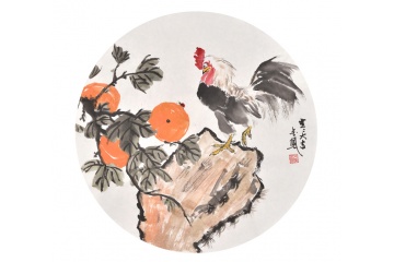 张金凤斗方写意花鸟画《事事大吉》