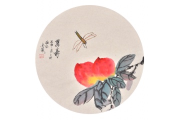 张金凤《双寿图》福寿延年桃子图