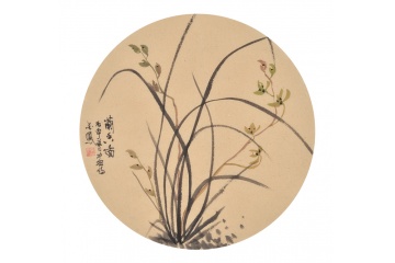 家居装饰画张金凤斗方花鸟画兰花《兰香图》