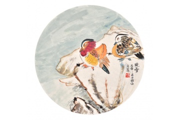 卧室挂画 张金凤写意花鸟画《晓雪》